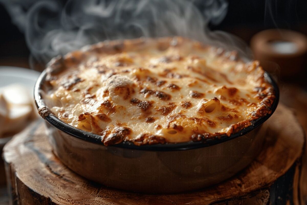 Un gratin de pâtes au fromage avec un dessus doré et croustillant : l’astuce ultime pour épater vos convives